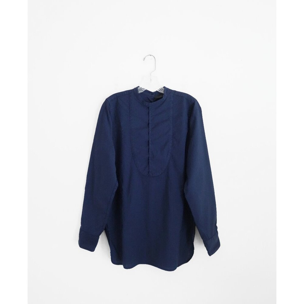 Creatures of Comfort Dark Blue Wool Long Sleeve Button Down Tunic Shirt size 6